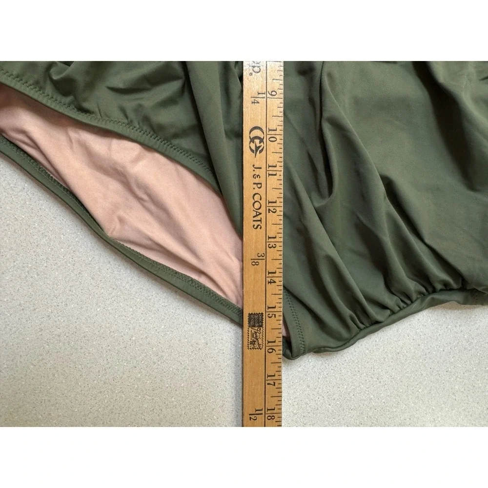 J. Crew Reimagined Olive One Shoulder Swimsuit Sz 12 Quiet Luxury Resortwear